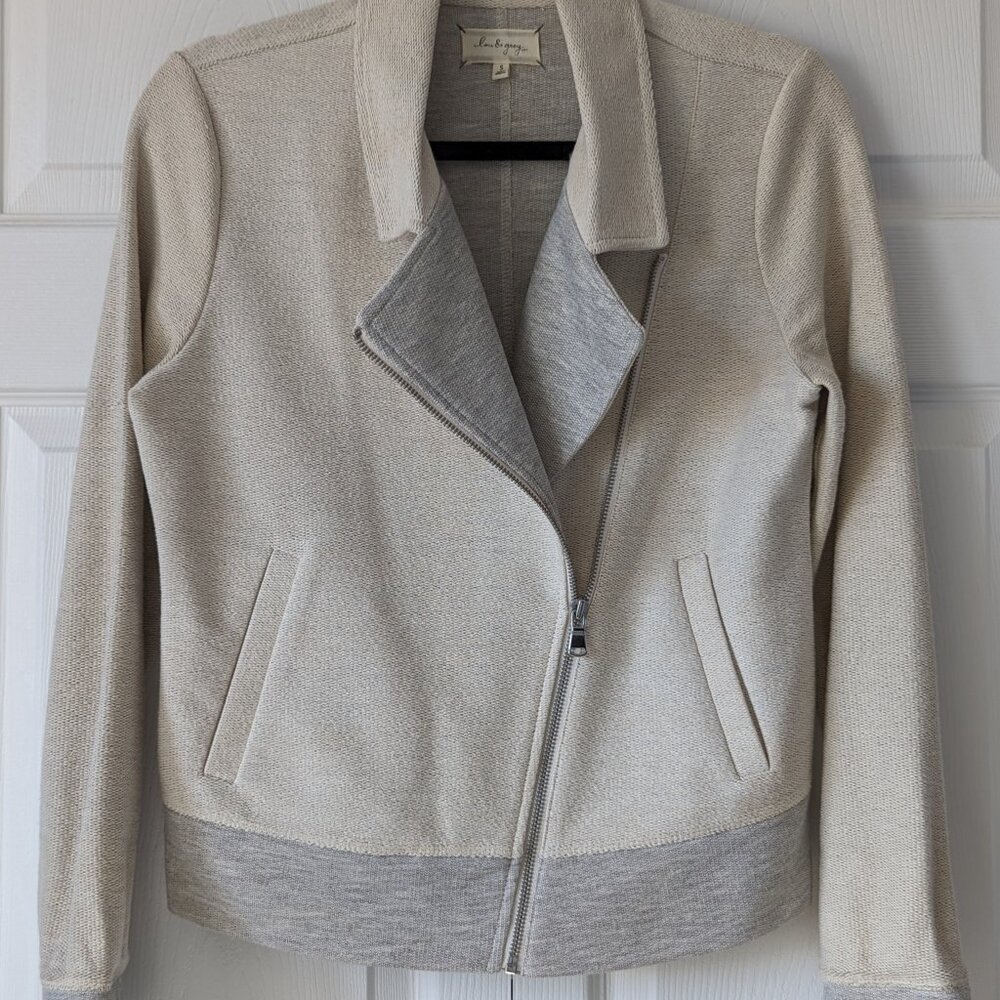 lou & grey by LOFT Canvas Moto Cross-zip Jacket | Small